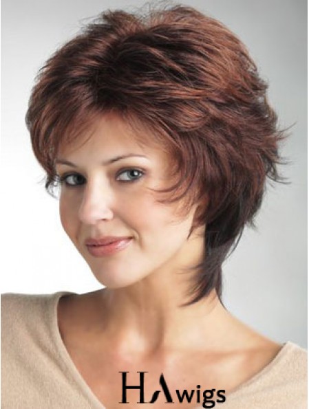 Lace Front Wig UK Short Length Straight Style Auburn Color
