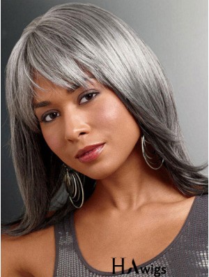 Wigs For The Older Lady UK With Lace Front Straight Style Grey Cut