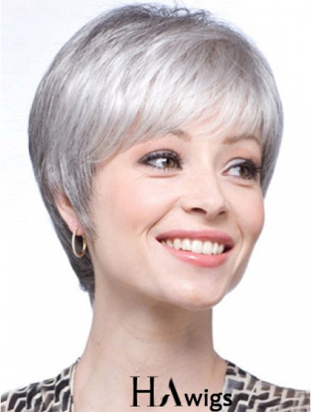 Grey Wigs For Women With Lace Front Grey Cut Short Length