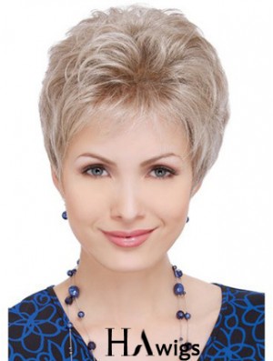 Wigs For Elderly Lady With Capless Wavy Style Short Length