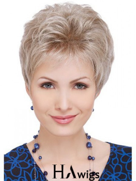 Wigs For Elderly Lady With Capless Wavy Style Short Length