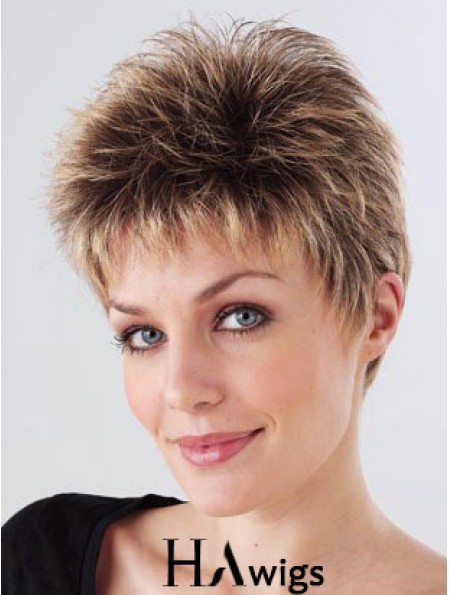 Synthetic Cropped Monofilam Boycuts Hand Tied Mono Petite Wigs