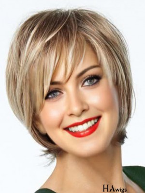 Lace Front Wigs For Sale With Bangs Short Length Blonde Color