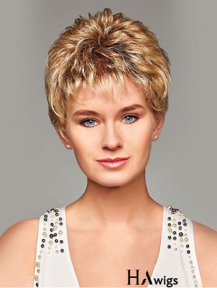 Mono Hair Toppers UK Cropped Length Blonde Color Curly Style Boycuts
