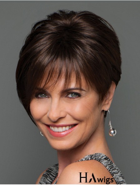 Mono Wigs UK Short Length Brown Color Layered Cut Straight Style