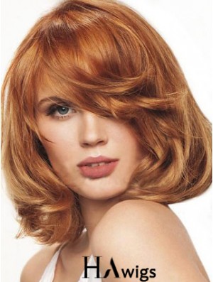 Chin Length Wavy Monofilament Auburn Best Bob Wigs