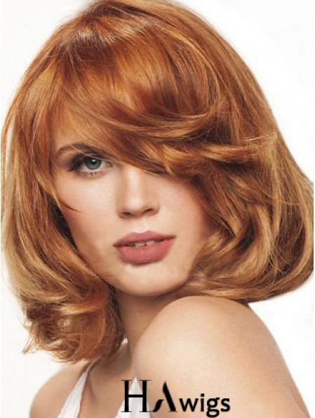 Chin Length Wavy Monofilament Auburn Best Bob Wigs