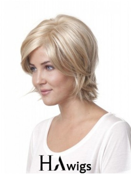 10 inch Blonde Chin Length Layered Straight Discount Lace Wigs