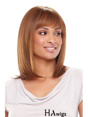 13 inch Popular Blonde With Bangs Monofilament Wigs