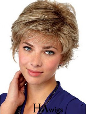 Hairstyles Blonde Short Wavy Layered Lace Front Wigs