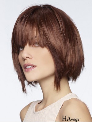 Straight Chin Length Auburn 8 inch Lace Front Fashionable Bob Wigs