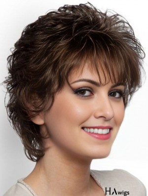 Short Curly Classic Brown Exquisite 100% Hand-tied Wigs