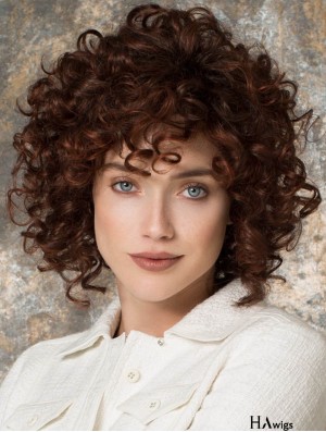 Curly Layered Chin Length Auburn Amazing Lace Front Wigs