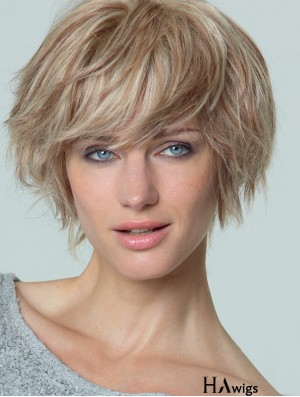 Short Straight Boycuts Blonde Popular 100% Hand-tied Wigs