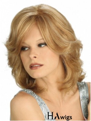 Blonde Shoulder Length Wavy Layered 100% Hand-tied Wig Store Online