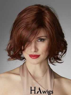 Chin Length Curly Layered Red Perfect 100% Hand-tied Wigs