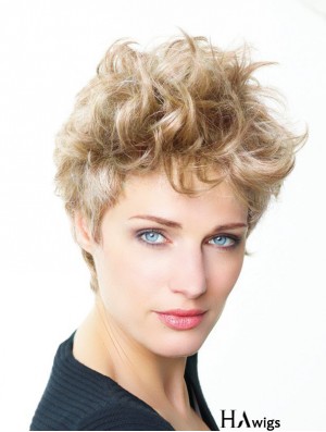 Curly Boycuts Short Blonde Trendy Lace Front Wigs