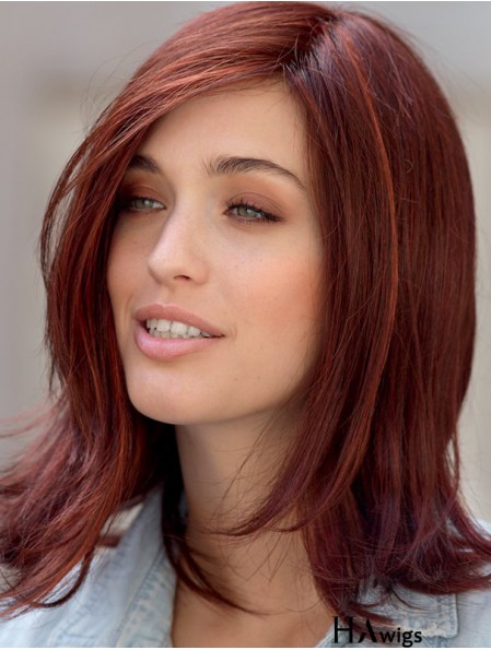 Wigs Online Monofilament Red Color Straight Style Layered Cut