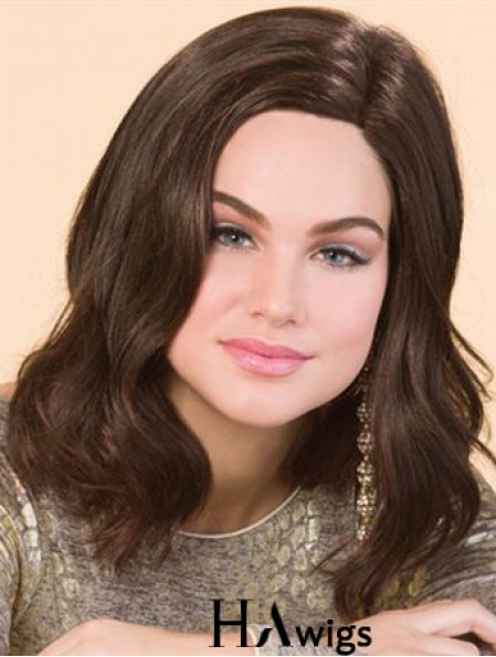 Shoulder Length Wavy Without Bangs Good Brown Lace Front Wigs