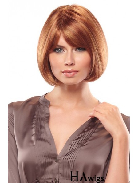 Chin Length Straight Monofilament Auburn Perfect Bob Wigs