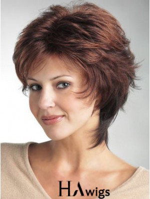 Monofilament Ladies Wigs With Synthetic Wavy Style Layered Cut