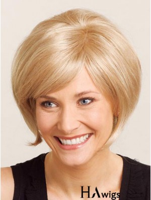 Style Chin Length Blonde Straight 100% Hand-tied Sale Wigs