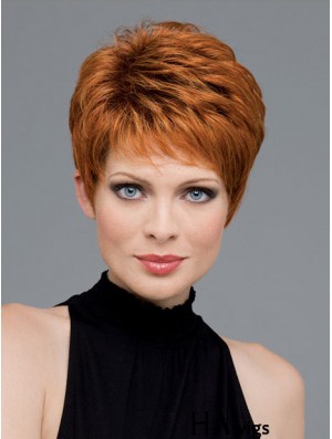 Good Auburn Cropped Wavy Boycuts Monofilament Wigs