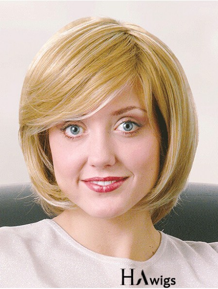 Bobs Chin Length Straight Blonde 12 inch Good Monofilament Wigs