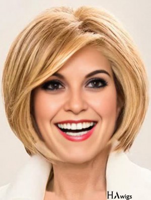 6 inch Chin Length Monofilament Blonde Bob Cut Wigs Women