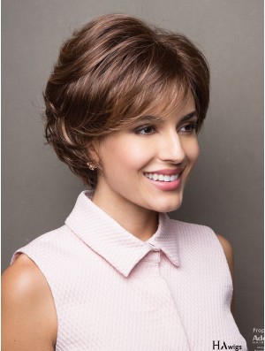 Affordable 4 inch Short Capless Brown Bobs With Fringes Wigs Canada