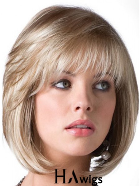 Canada Blonde Bob Wig With Fringe Chin Length Straight Style