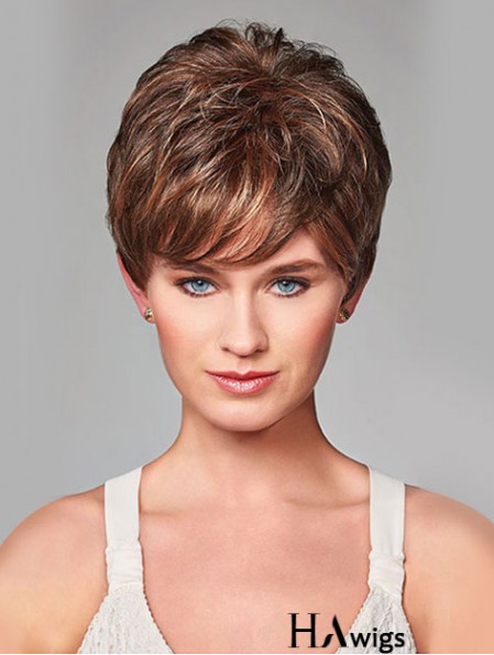 Wavy Short Brown 8 inch Monofilament Beautiful Bob Wigs