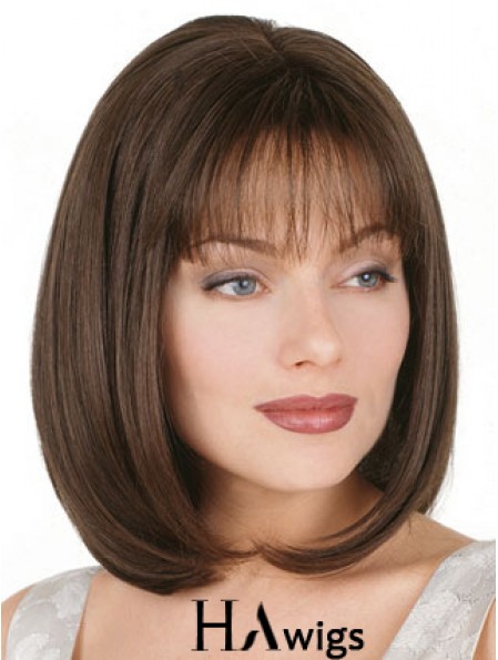 Straight Bob Wig Chin Length Brown Color Bobs Cut With Capless