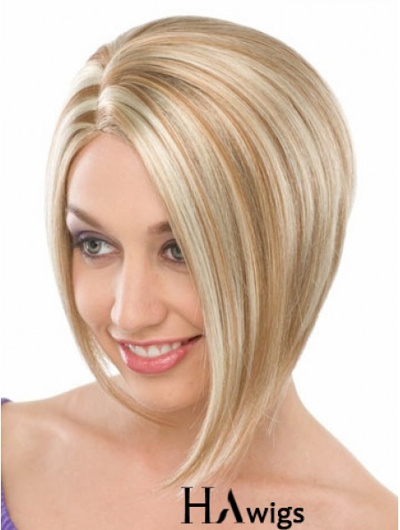 Capless Chin Length Straight Blonde Fashionable Bob Wigs