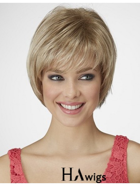 Straight Chin Length Blonde 9 inch Capless Beautiful Bob Wigs