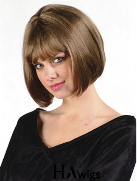 Capless Chin Length Straight Brown Cheap Bob Wigs