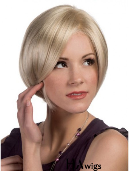 Capless Chin Length Straight Blonde Convenient Bob Wigs