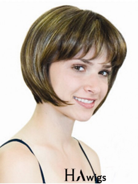 Straight Chin Length Blonde 10 inch Monofilament Convenient Bob Wigs