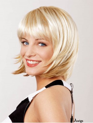 Straight Chin Length Blonde 10 inch Lace Front Top Bob Wigs
