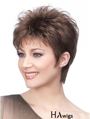 Beautiful Browns Wigs With Capless Cropped Length Straight Style