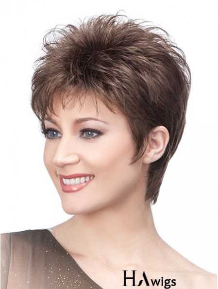 Beautiful Browns Wigs With Capless Cropped Length Straight Style