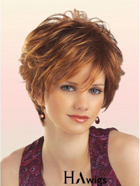 Natural Hair Wig With Capless Short Length Layered Cut