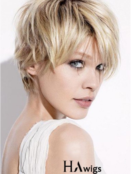 Short Blonde Wigs With Capless Straight Style Boycuts