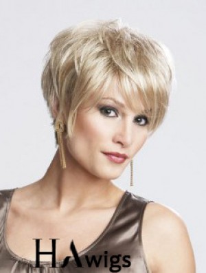 8 inch Sassy Straight Layered Blonde Short Wigs