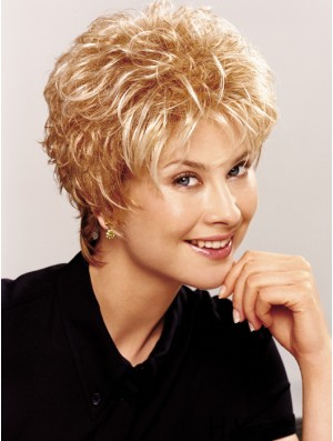 Durable Wavy Boycuts Short Beautiful Blonde Synthetic Wigs