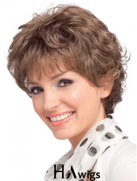 Modern Auburn Short Wavy Layered Human Hair Wigs