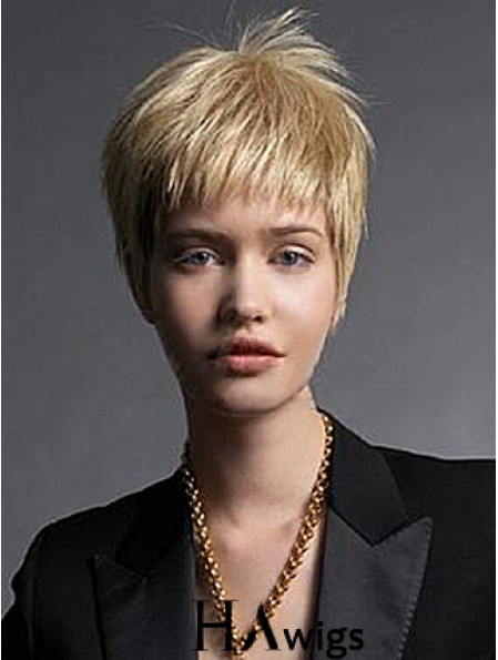 Boycuts Straight Blonde Capless Fabulous Short Wigs