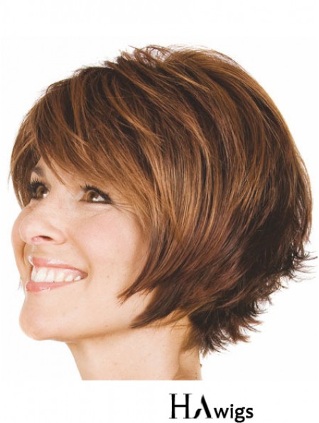 Bobs Wavy Brown Capless Convenient Short Wigs