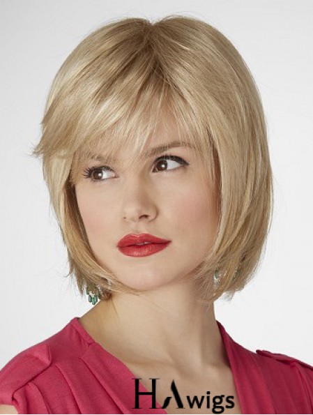 10 inch Natural Straight Bobs Blonde Short Wigs