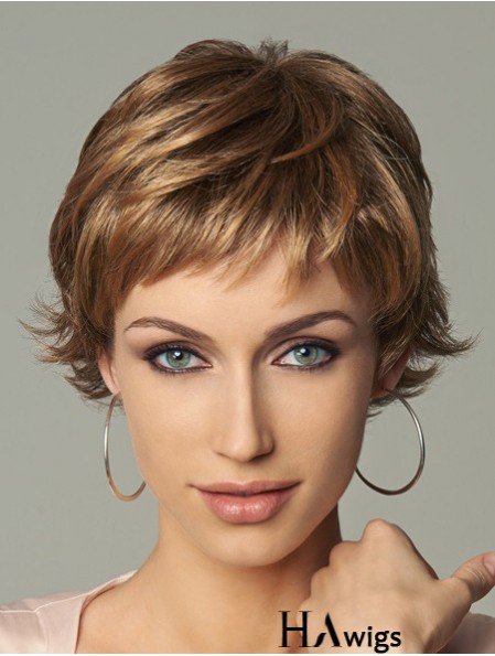 8 inch Style Wavy Layered Blonde Short Wigs